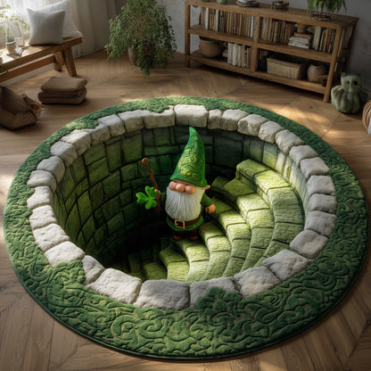 Shamrock Gnome Stair Quilted Round Mat GFTOHD13880