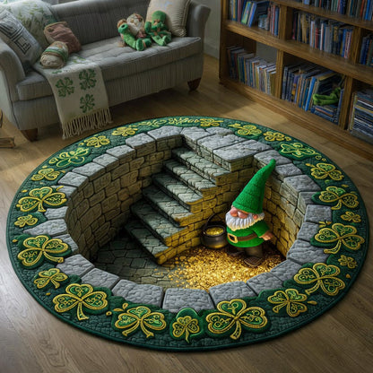 Golden Shamrock Steps Quilted Round Mat GFTOHD13884