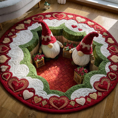 Valentine Gnome Hideaway Quilted Round Mat GFTOHD13890