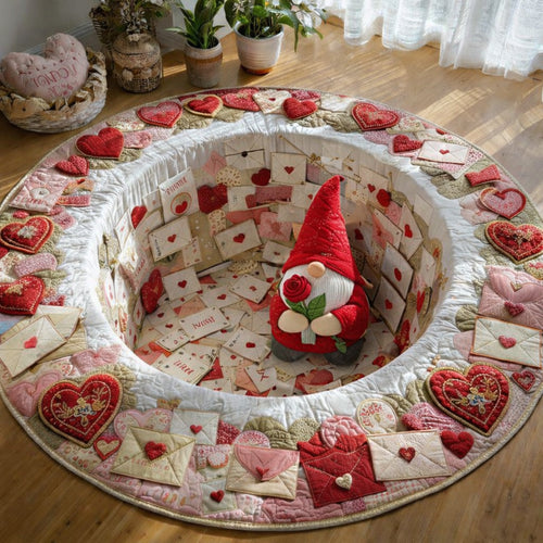 Cupid Letter Gnome Quilted Round Mat GFTOHD13894