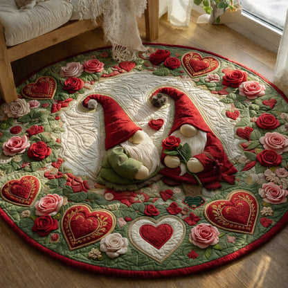 Cozy Love Gnomes Quilted Round Mat GFTOHD13897