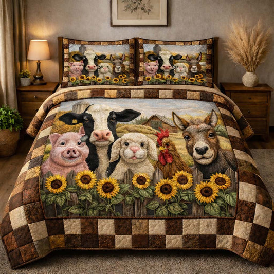 Sunflower Farm Family 3-Piece Quilted Bedding Set GFTOHD13928