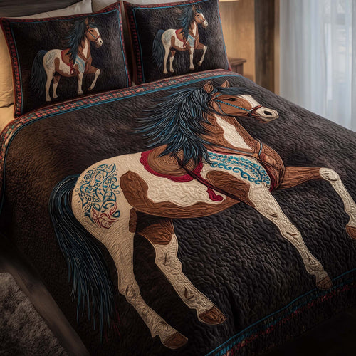 Tribal Spirit Horse 3-Piece Quilted Bedding Set GFTOHD13932