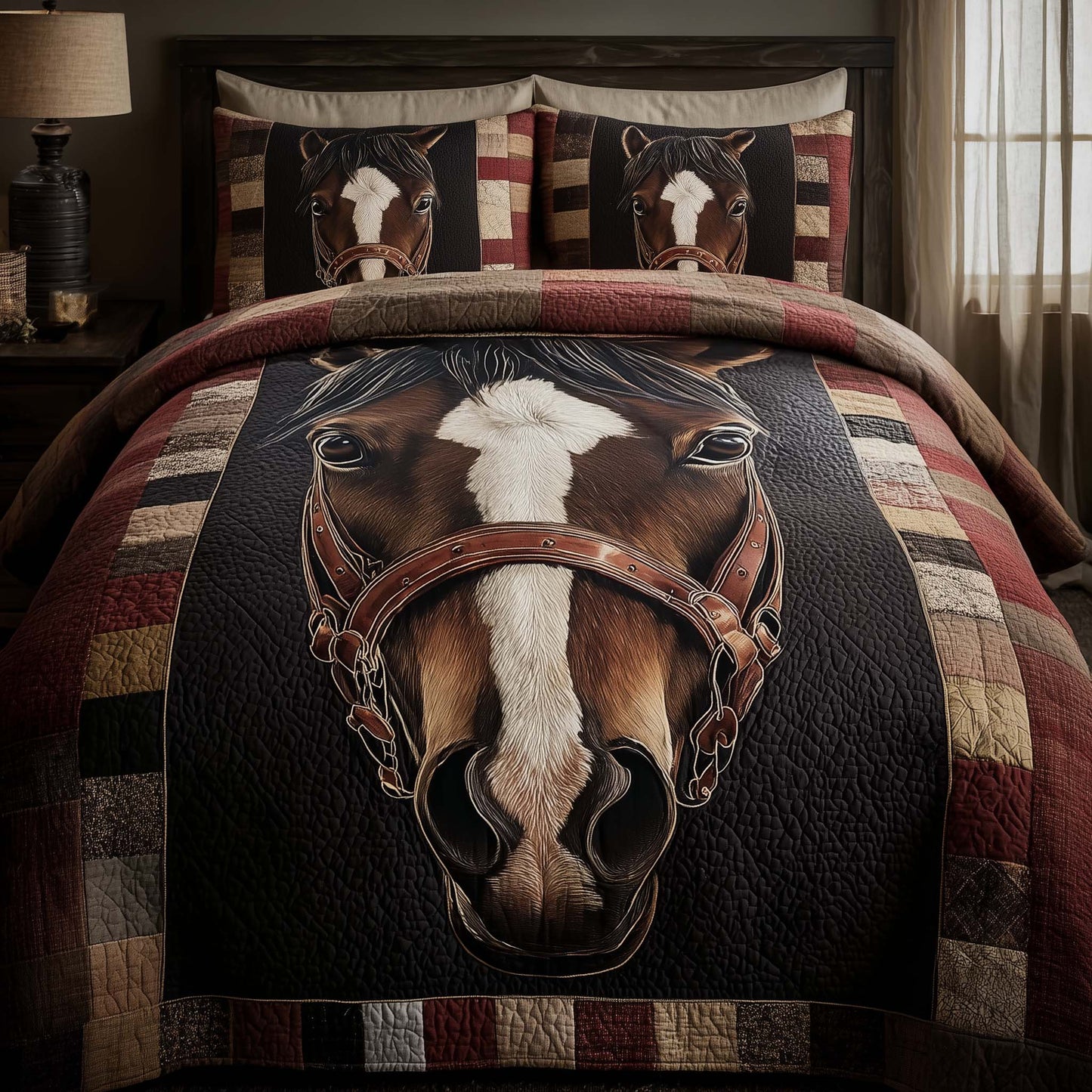 Classic Western Horse 3-Piece Quilted Bedding Set GFTOHD13935