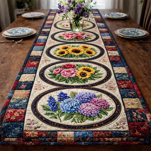 Vintage Floral Patchwork Quilted Table Runner GFTOHD13946
