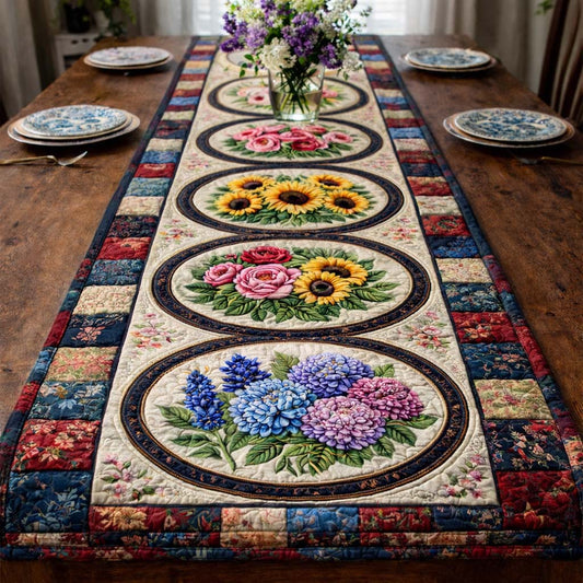 Vintage Floral Patchwork Quilted Table Runner GFTOHD13946