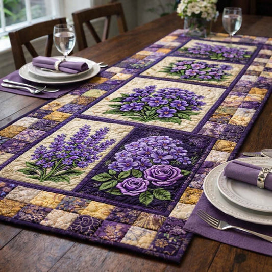 Violet Garden Patchwork Quilted Table Runner GFTOHD13947
