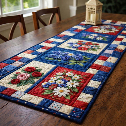 Country Bloom Patchwork Quilted Table Runner GFTOHD13948