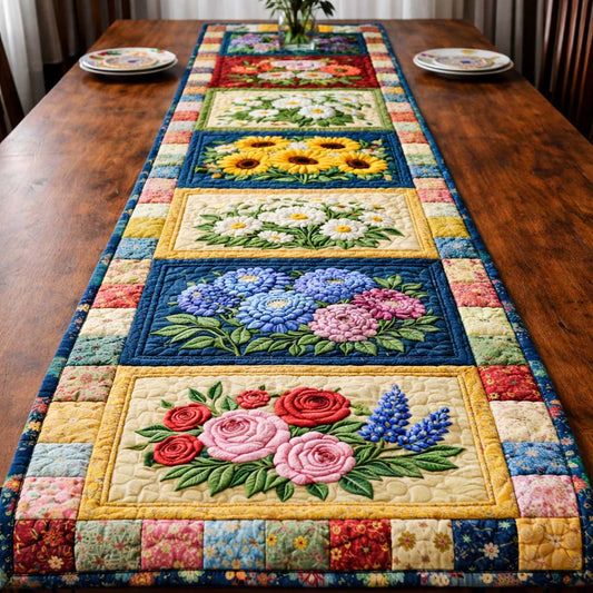 Romantic Bloom Patchwork Quilted Table Runner GFTOHD13949