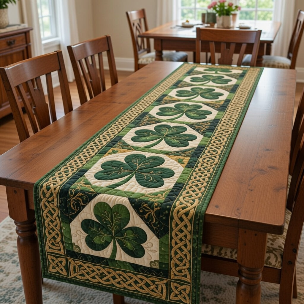 Irish Shamrock Quilted Table Runner GFTOHD13957