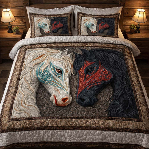 Twin Soul Horses 3-Piece Quilted Bedding Set GFTOHD13963