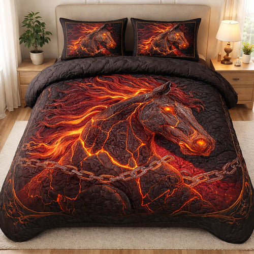Inferno Spirit Stallion 3-Piece Quilted Bedding Set GFTOHD13971
