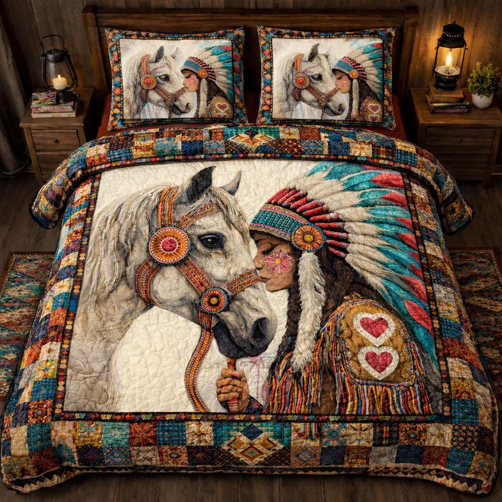 Native Heart Horse 3-Piece Quilted Bedding Set GFTOHD13974