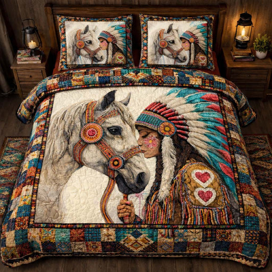 Native Heart Horse 3-Piece Quilted Bedding Set GFTOHD13974