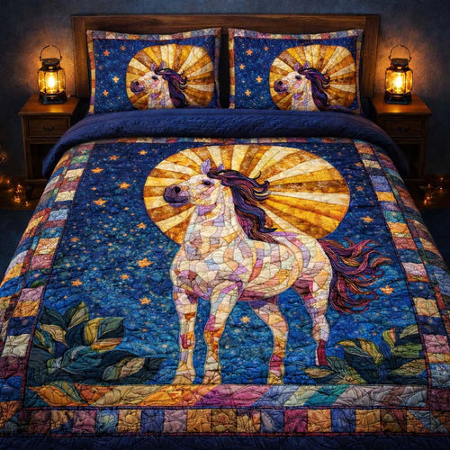 Celestial Moon Horse 3-Piece Quilted Bedding Set GFTOHD13975