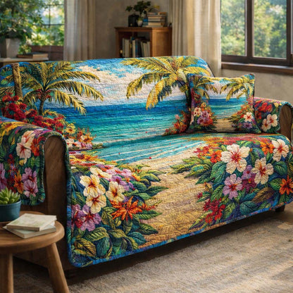 Tropical Hibiscus Dream Quilted Sofa Cover GFTOHD13977