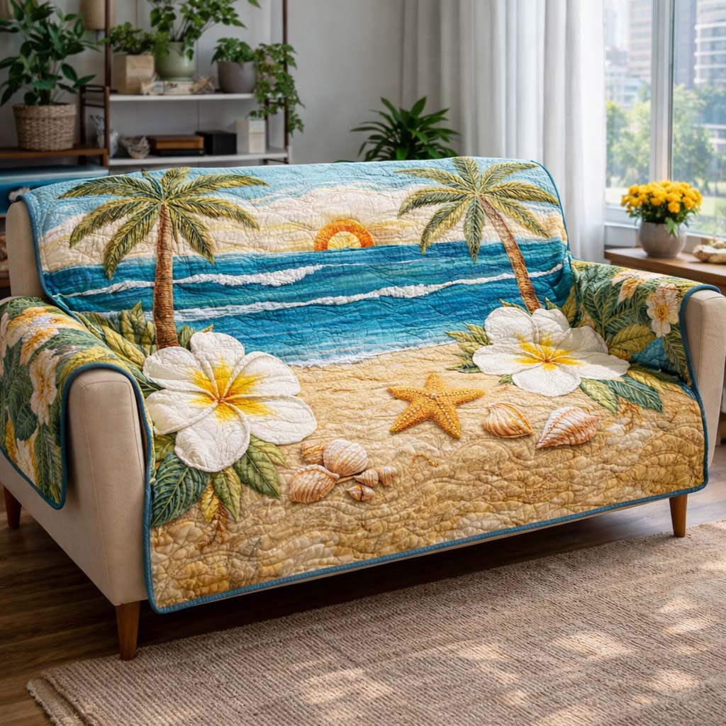Palm Breeze Retreat Quilted Sofa Cover GFTOHD13979