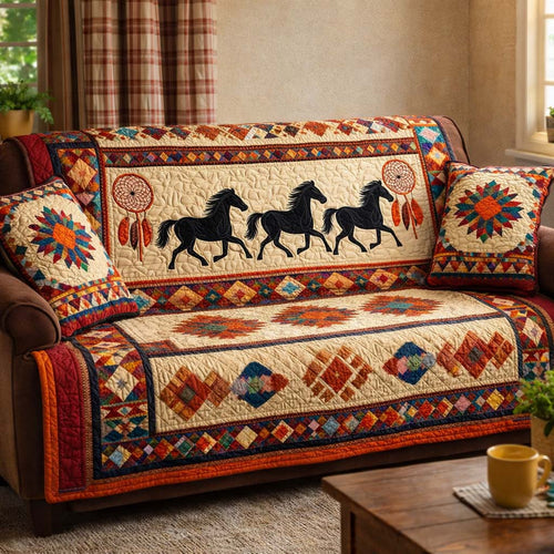 Running Horse Totem Quilted Sofa Cover GFTOHD13983