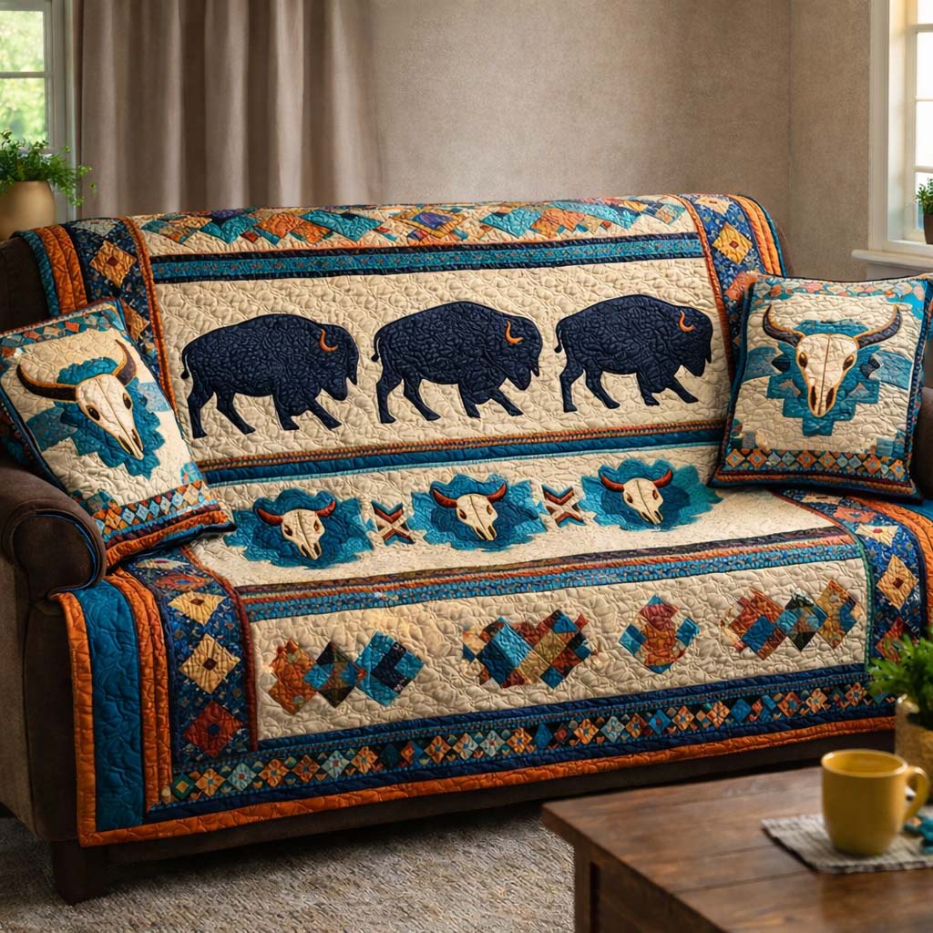 Sacred Bison Trail Quilted Sofa Cover GFTOHD13984