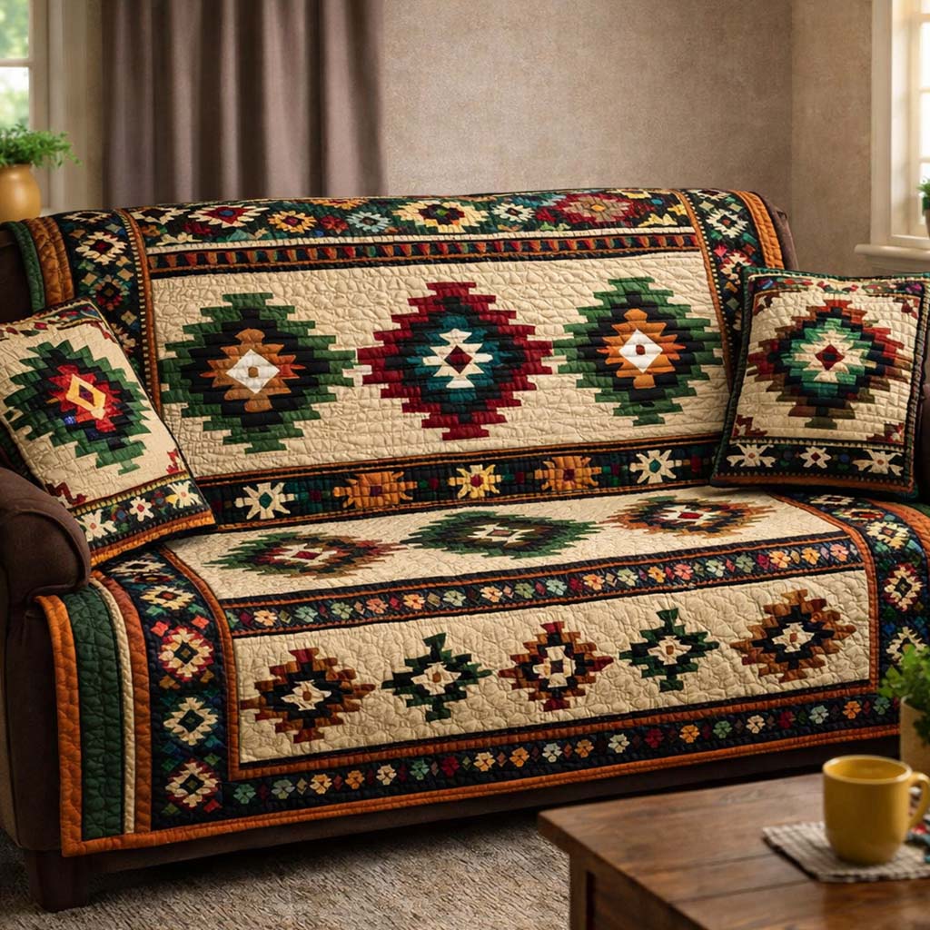 Earthbound Tribal Weave Quilted Sofa Cover GFTOHD13987