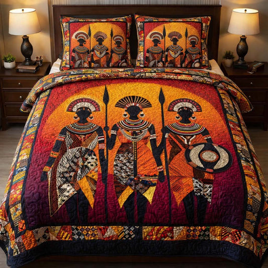 African Royal Guardians 3-Piece Quilted Bedding Set GFTOHD13993