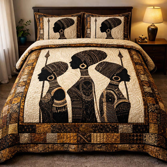 Golden Ancestral Spirits 3-Piece Quilted Bedding Set GFTOHD13995