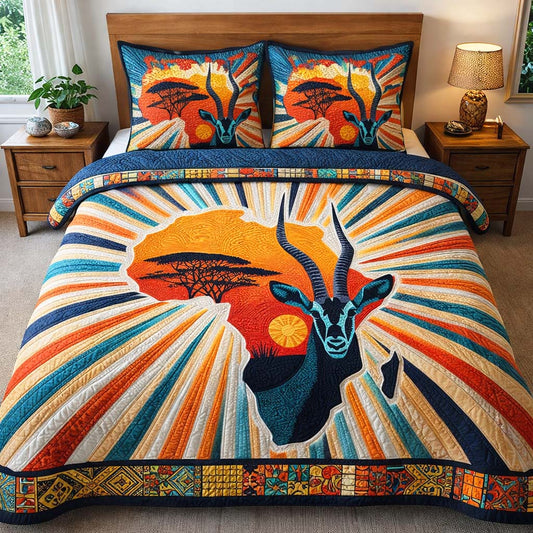 Sunrise Antelope Power 3-Piece Quilted Bedding Set GFTOHD14005