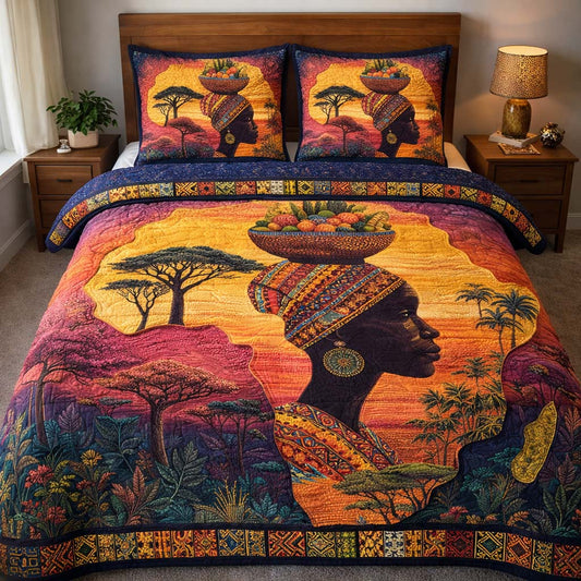 Golden Ancestral Woman 3-Piece Quilted Bedding Set GFTOHD14007