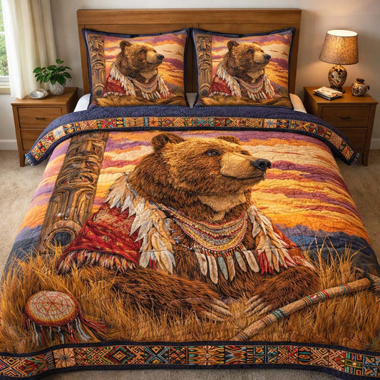 Bear Totem Strength 3-Piece Quilted Bedding Set GFTOHD14011