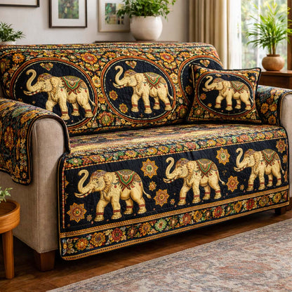 Royal Elephant Tapestry Quilted Sofa Cover GFTOHD14013