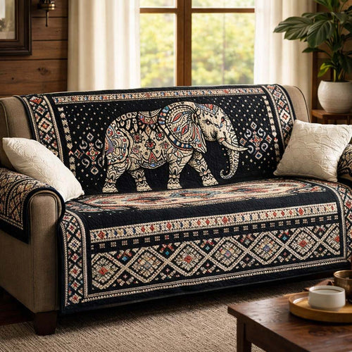 Wild Elephant Patchwork Quilted Sofa Cover GFTOHD14018