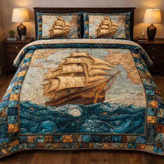 Sailing Wind Odyssey 3-Piece Quilted Bedding Set GFTOHD14024