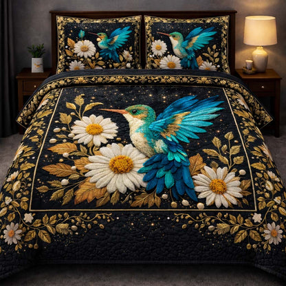 Hummingbird Heaven 3-Piece Quilted Bedding Set GFTOHD14046