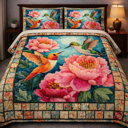 Hummingbird Heaven 3-Piece Quilted Bedding Set GFTOHD14047