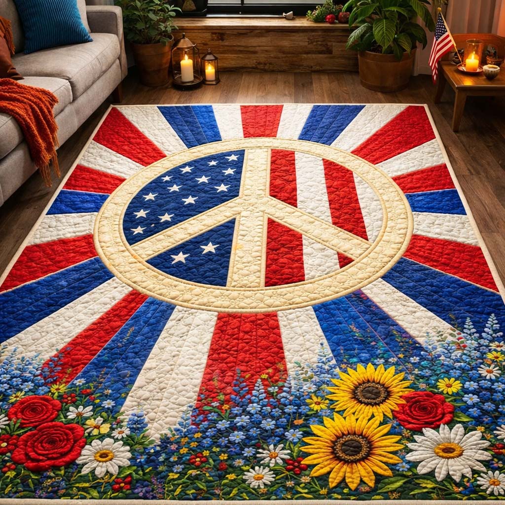 Freedom Flag Bloom Area Rug GFTOHD14101