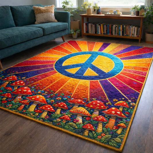 Groovy Mushroom Peace Area Rug GFTOHD14102