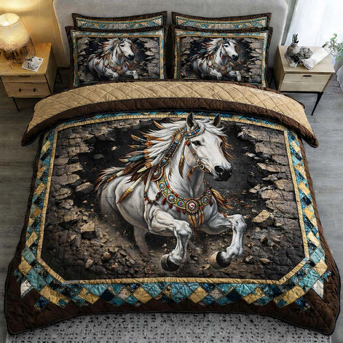 Tribal Spirit Stallion 3-Piece Quilted Bedding Set GFTOHD14125