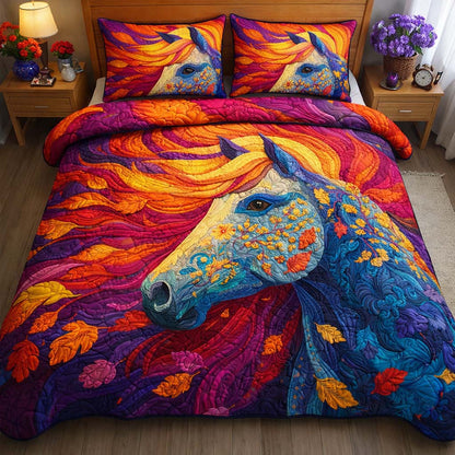 Autumn Flame Mustang 3-Piece Quilted Bedding Set GFTOHD14126
