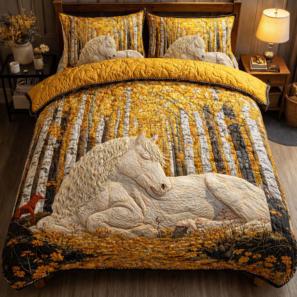 Golden Forest Mare 3-Piece Quilted Bedding Set GFTOHD14128