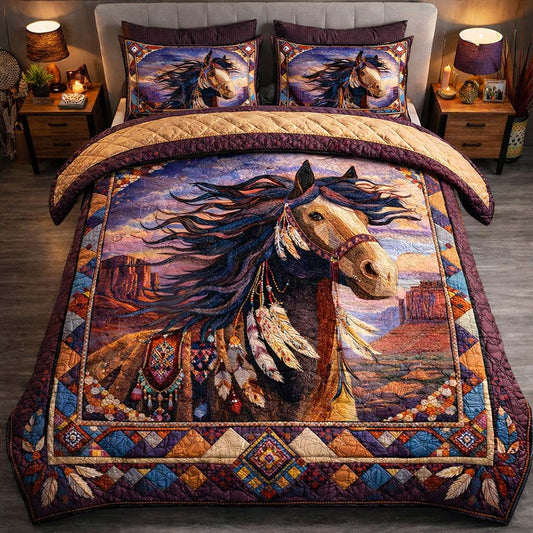 Canyon Wind Stallion 3-Piece Quilted Bedding Set GFTOHD14130