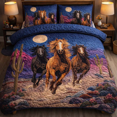 Midnight Desert Gallop 3-Piece Quilted Bedding Set GFTOHD14135