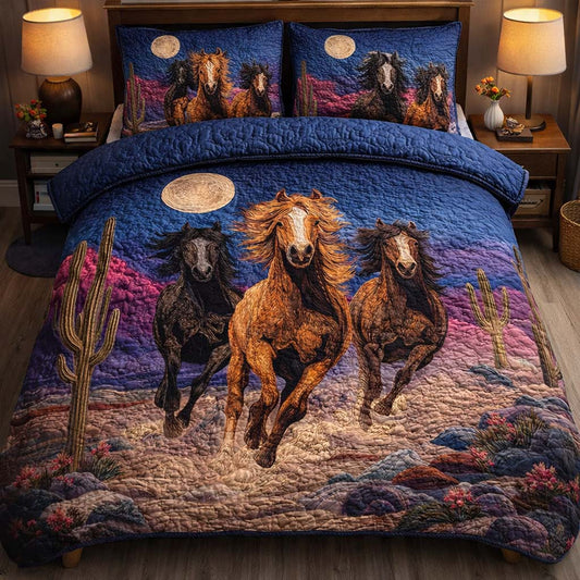 Midnight Desert Gallop 3-Piece Quilted Bedding Set GFTOHD14135