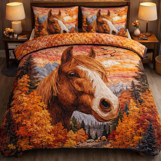 Autumn Mountain Mustang 3-Piece Quilted Bedding Set GFTOHD14137