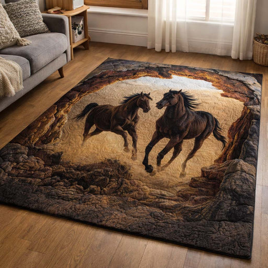 Canyon Duel Horses Area Rug GFTOHD14139