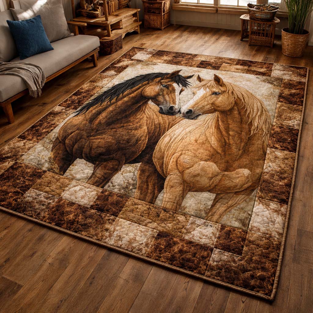 Rustic Bonded Stallions Area Rug GFTOHD14140