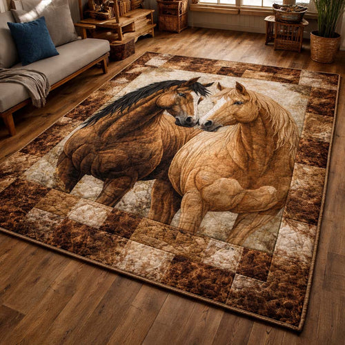 Rustic Bonded Stallions Area Rug GFTOHD14140