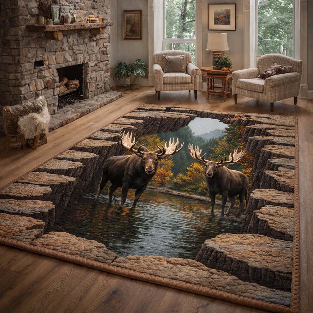 Riverbend Moose Area Rug GFTOHD14171