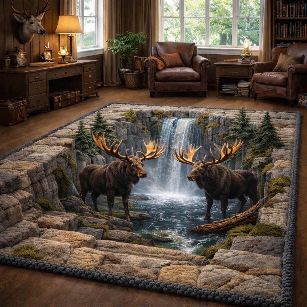 Cascade Creek Moose Area Rug GFTOHD14175