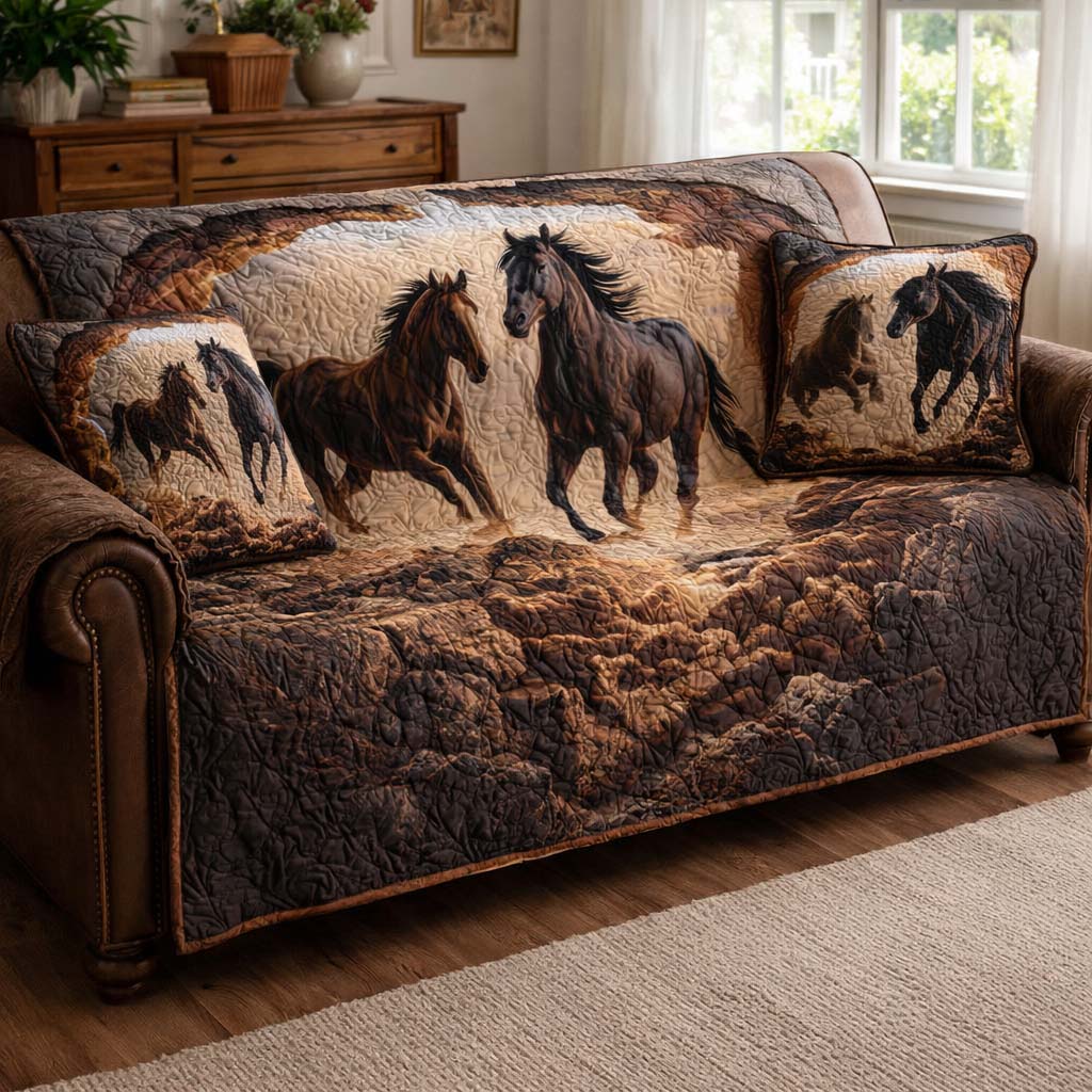 Wild Canyon Run Quilted Sofa Cover GFTOHD14196