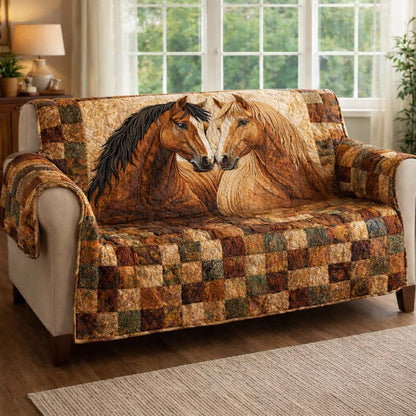 Autumn Bond Horses Quilted Sofa Cover GFTOHD14198